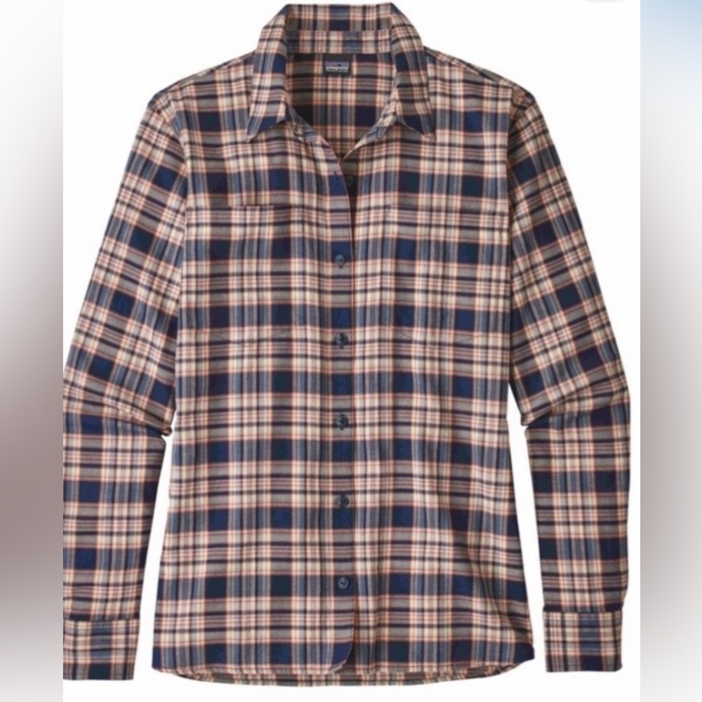NEW PATAGONIA ORGANIC COTTON (NOT FLANNEL) BUTTON DOWN SALMON PLAID - SUPER SOFT